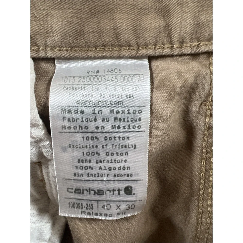 CARHARTT Field Khaki‎ Twill Pants Relaxed Fit 100095-253 Mens Size 40x30 Beige